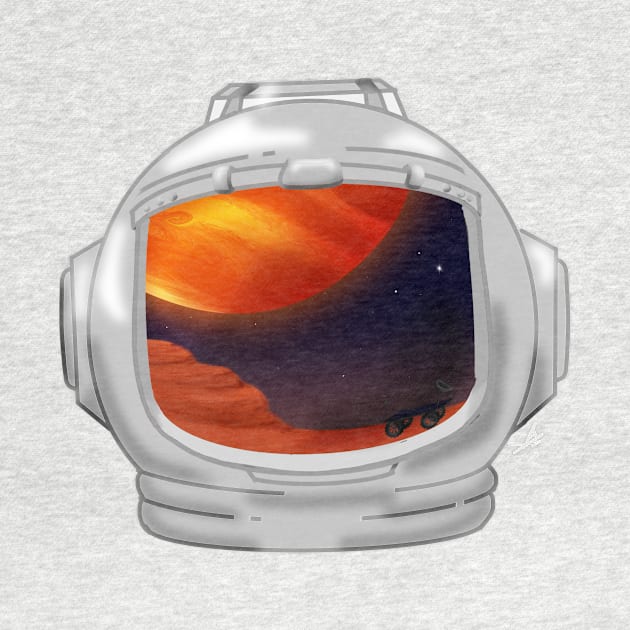 Space Helmet Red Planet Reflection by FernheartDesign